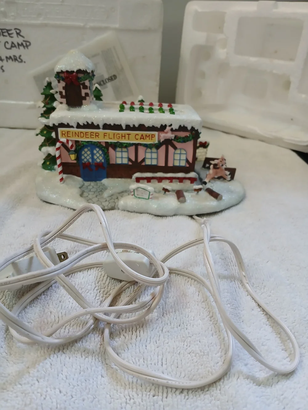 Reindeer Flight Camp Lighted Holiday Village Accent - White, Green, Red